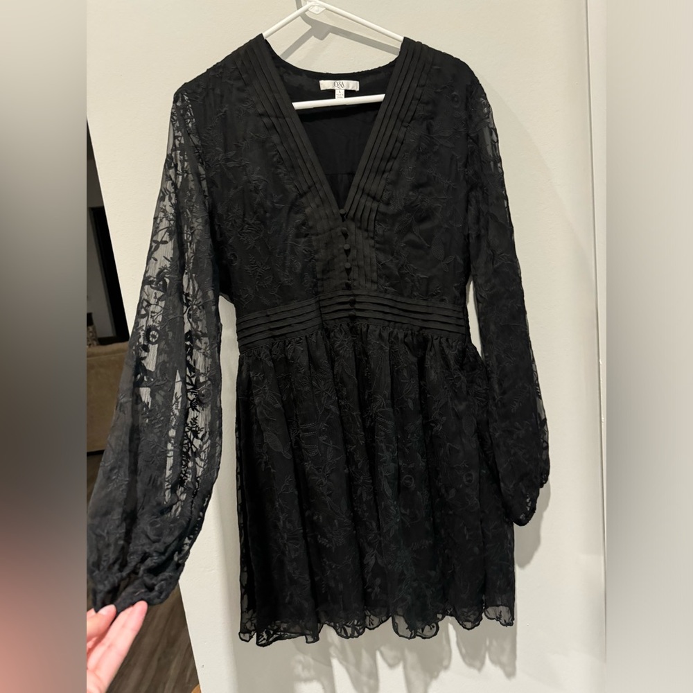 Vici Black Long Sleeve Lace Mini Dress